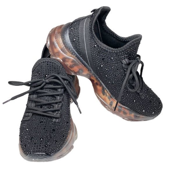 Very G HELLA Black Rhinestone Sneakers Size 6.5 - Picture 3 of 5